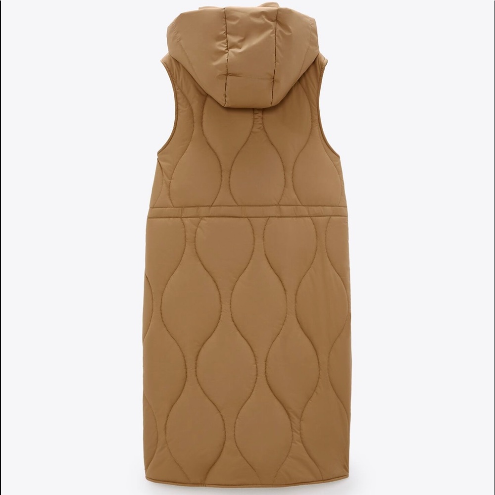 Zara camel  color water repellent long puffer jacket